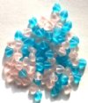 100 6mm Transparent Matte Pink & Blue Glass Heart Mix Pack